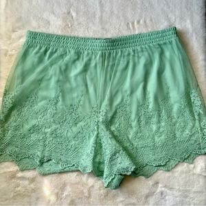 Torrid Mint Green Lace Tulle Scalloped Shorts 2